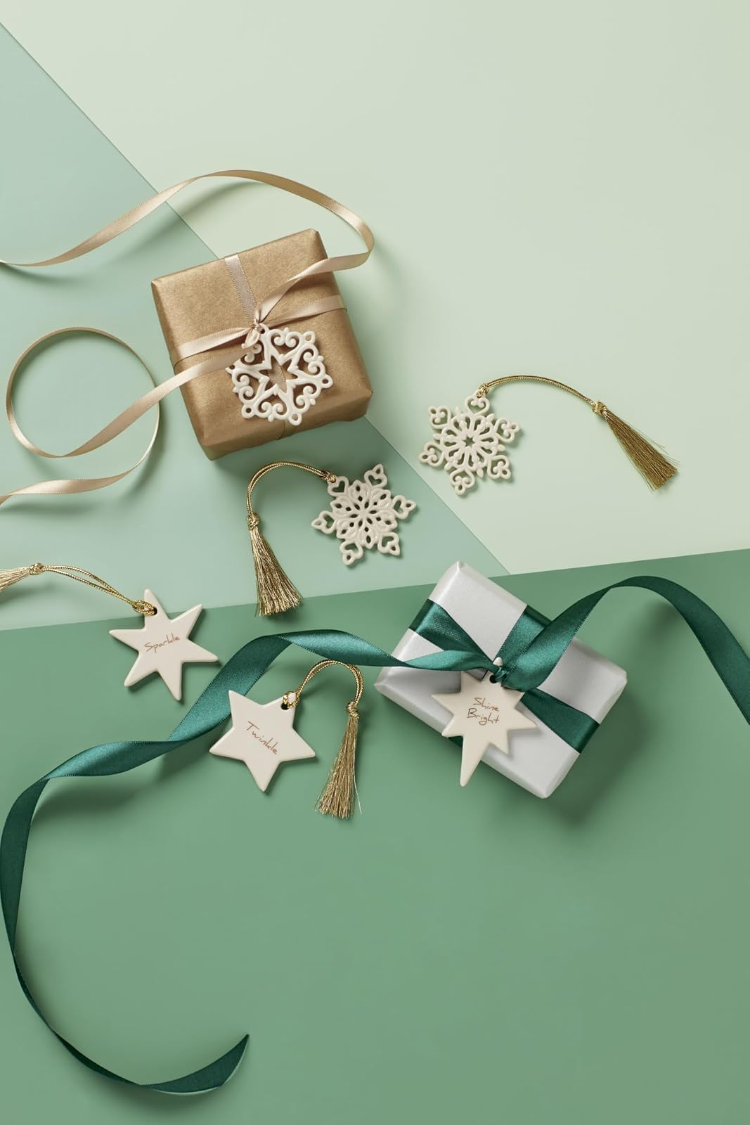 Lenox Set 3 Mini Adornos Copo de Nieve Porcelana Marfil Detalles Calados 5 cm Navideños
