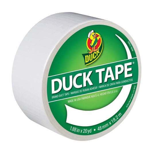 Duck Brand 1265015 Cinta adhesiva de color, color blanco, 1.88 pulgadas x 20 yardas, rollo único