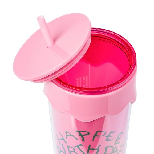Silver Buffalo Harry Potter Happy Birthday Happee Birthdae Harry Escrito a mano Frosting Glaze Cake Vaso de goteo esculpido 3D, 26 onzas
