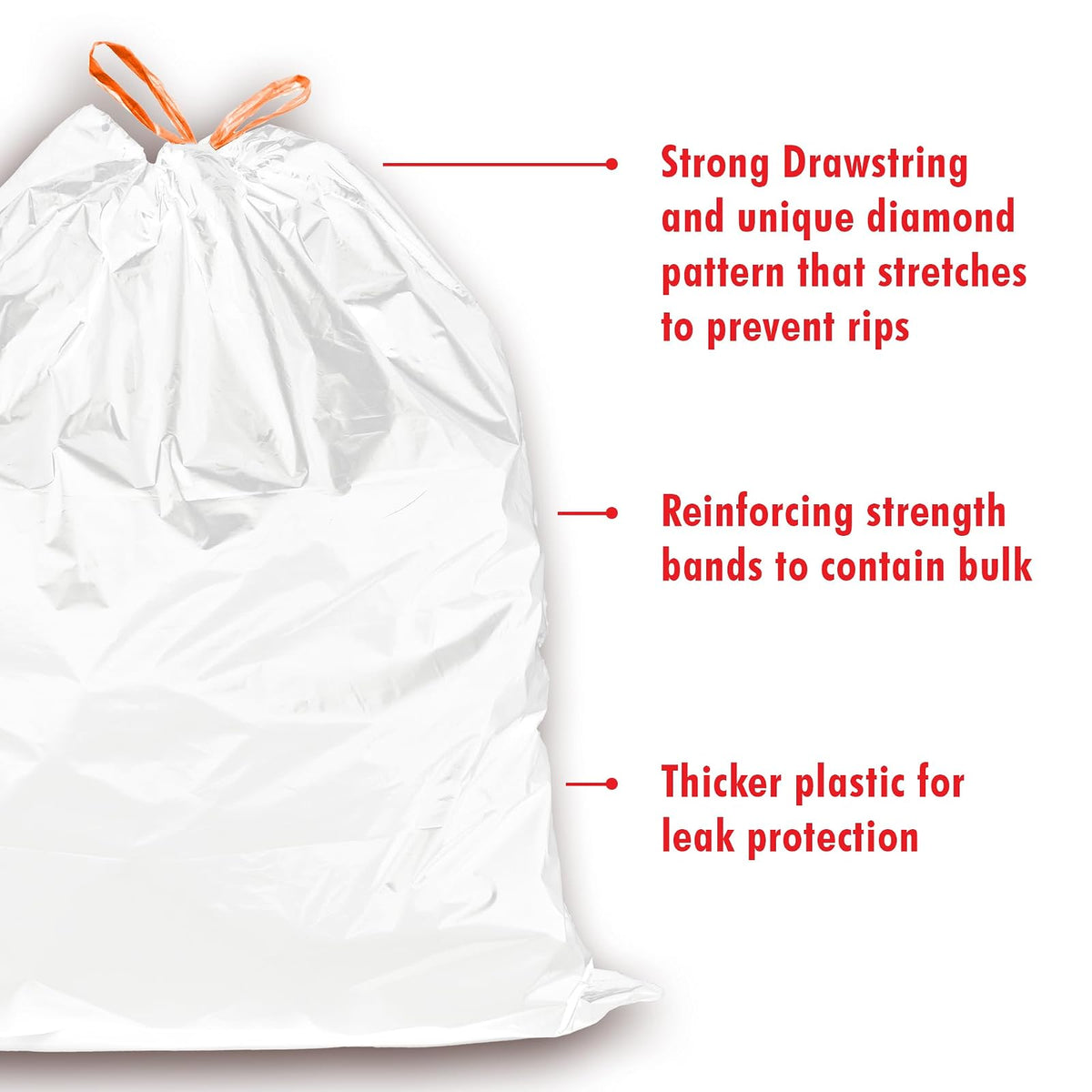 iTouchless - Bolsas de basura altas de 40 unidades, se adapta a latas de basura de 13 galones, 14 galones, 15 galones y 16 galones, extra grandes y fuertes revestimientos de basura para reciclaje de