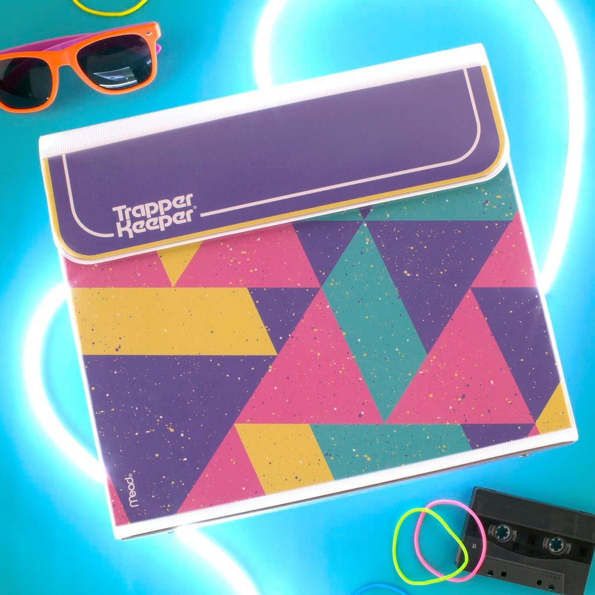 Mead Trapper Keeper - Carpeta de 1" con 2 Folders y Cierre de Velcro. Diseño Vector Glow. 260038FN-ECM
