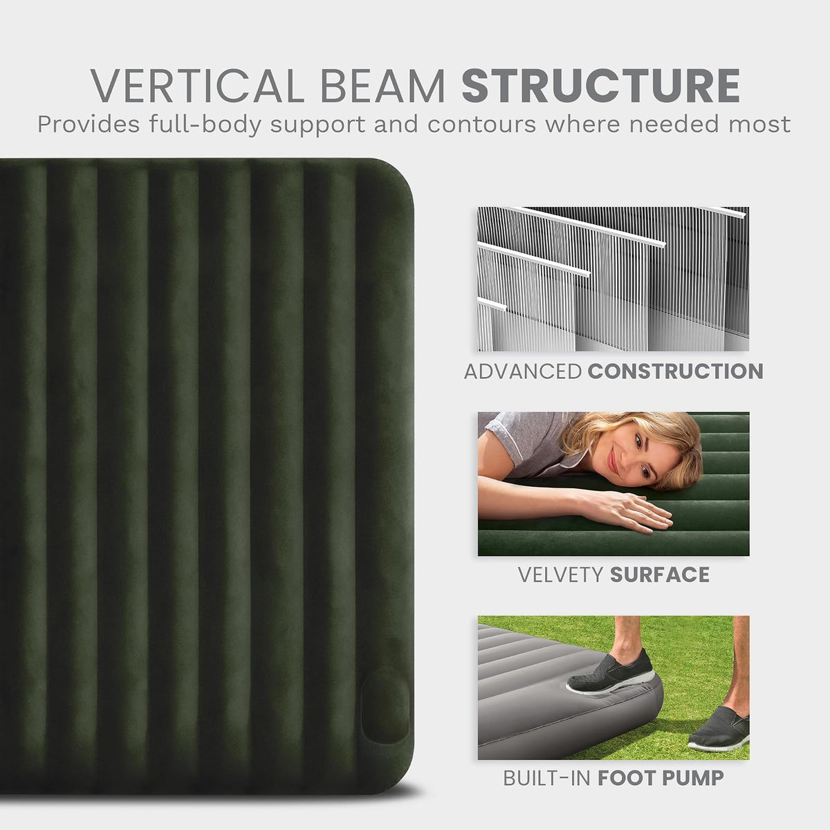 Intex Dura-Beam Standard Series Downy Airbed con Bomba de pie integrada