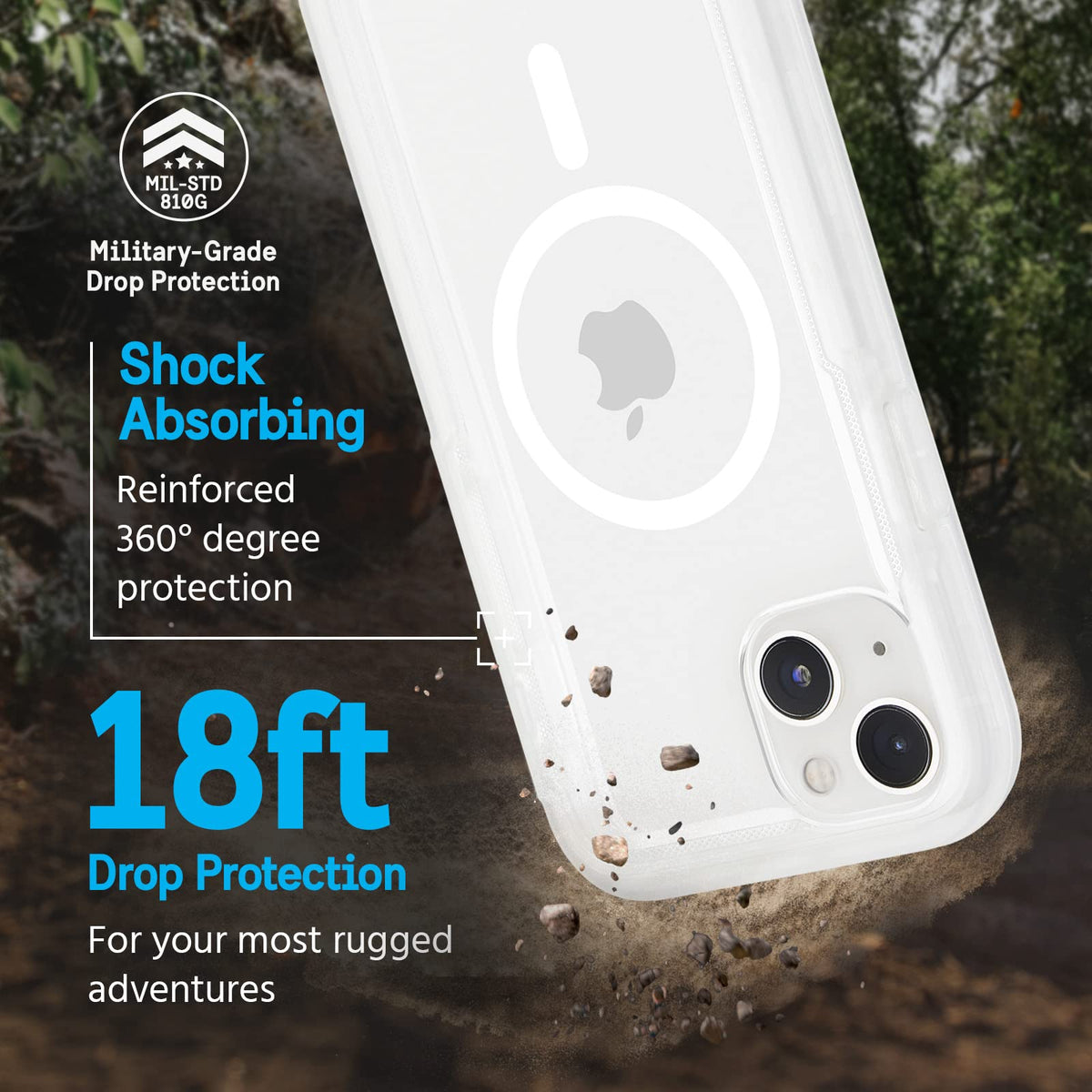 Case-Mate Pelican Voyager - Funda magnética con Clip para cinturón para iPhone 14 Plus Compatible con MagSafe, con protección contra caídas de Grado Militar de 18 pies - Transparente