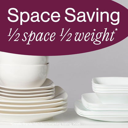 CORELLE 1107748 Square Splendor Tazon para Sopa Set de 6 Piezas, Large/25.4 cm, blanco