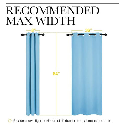 NICETOWN Cortinas Opacas Azul Celeste - Cortinas Gruesas Ollaos Telas Termicas Aislantes Frio Calor/Paneles para Ventanas Pequeñas Dormitorio Cocina(Azul, 1 Par, 107 x 213 cm)