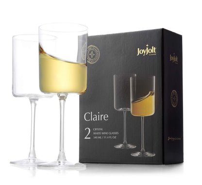 JoyJolt Claire Juego de 2 Copas de Champaña de Vidrio 6.5 oz - Copas de vino blanco