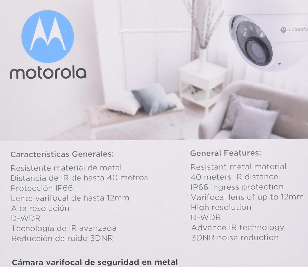 Camara IP Motorola MTIDM042611 / Domo Metal/VARIFOCAL / 2MP / ICR, Dia-Noche / IP66 / ONVIF/PoE/DNR 3D, WDR Digital/IR 40M / ANALITICOS/CYBERSEGURIDAD GDRP