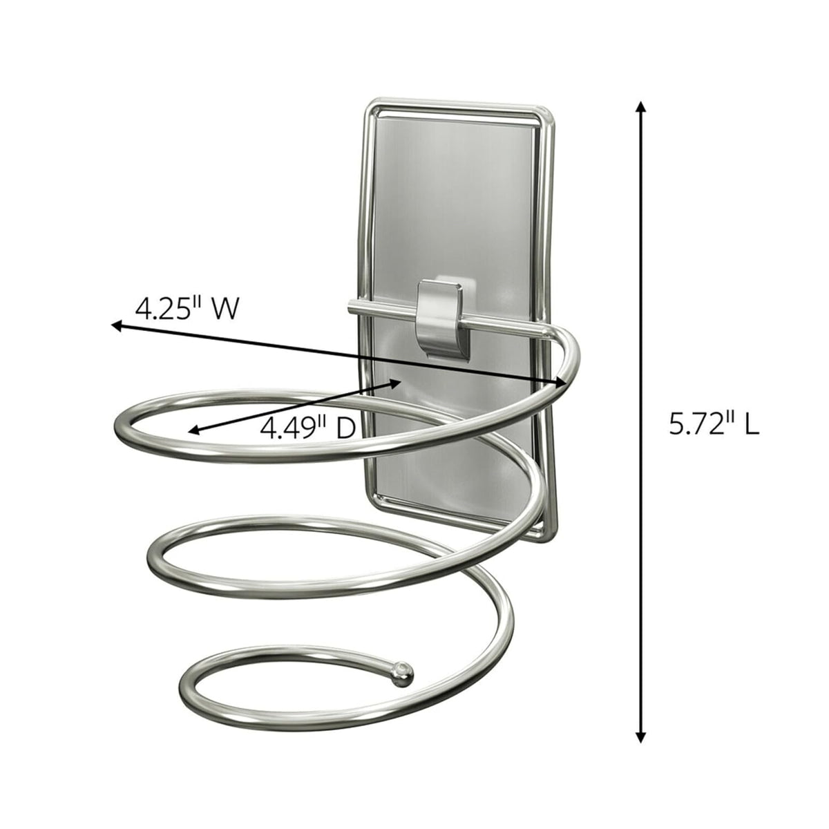 Command Soporte para secador de pelo, níquel satinado, 1 soporte, 2 tiras resistentes al agua, organiza sin daños