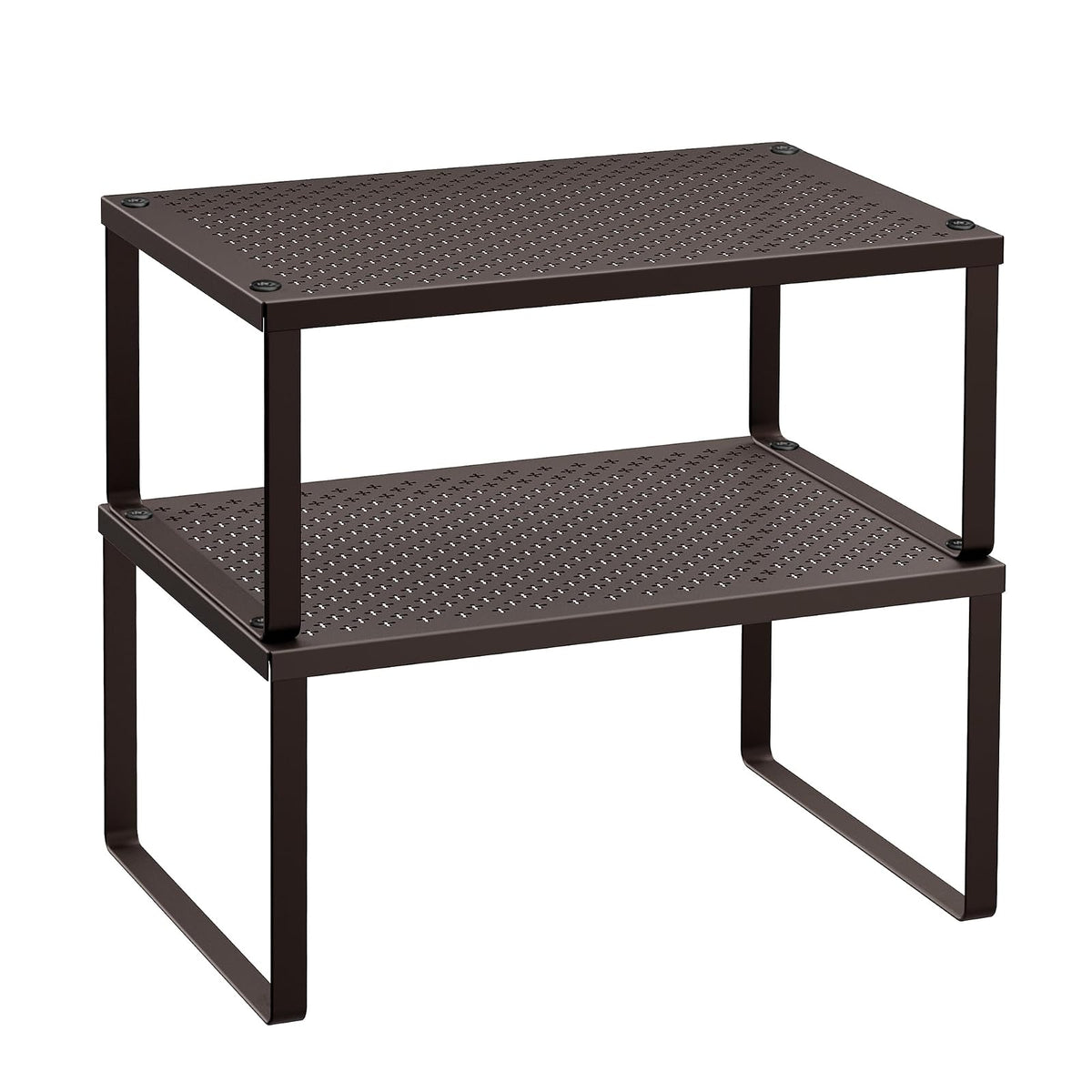 SONGMICS Especiero Estante para Especias, Apilable, Juego de 2, Negro - Marrón - 1