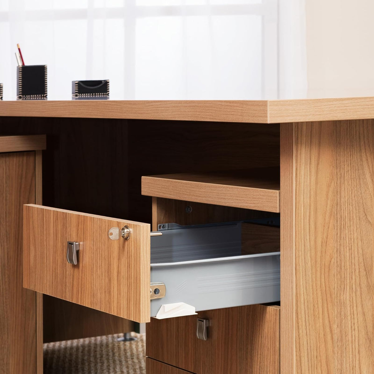 Prime-Line U 9945 - Cerradura para cajones y gabinetes - Archivos y cajones importantes, 1 1/8 pulgadas, acero inoxidable fundido a presión, se adapta a 13/16 pulgadas. Grosor máximo del panel