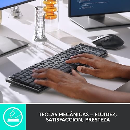 Logitech MX Mechanical Teclado Inalámbrico Iluminado de Desempeño, con Interruptores Táctiles Silenciosos, Teclas Retroiluminadas, Bluetooth, USB-C, macOS, Windows, Linux, iOS, Android, Metal