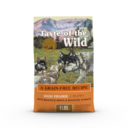 Taste Of The Wild - Alimento seco para perros HPP5 High Prairie sin cereales para cachorros, bolsa de 5 libras