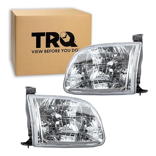 TRQ - Juego de 2 piezas de faros delanteros cromados para conductor y lado del pasajero compatible con Toyota Tundra 2000-2004 TO2502129 TO2503129 811100C010 811500C010