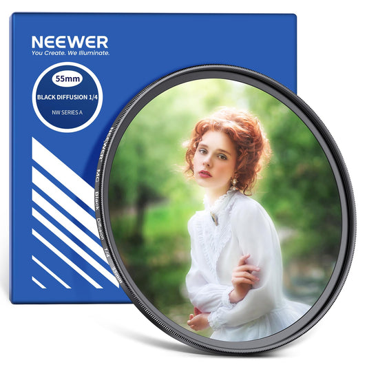 NEEWER Filtro de Difusión Negra 1/4 de 55mm con Efecto Cinematográfico Nebuloso, Cristal Óptico Ultra Delgado con Múltiples Recubrimientos Nano para Vídeo, Vlog y Fotografía de Retratos