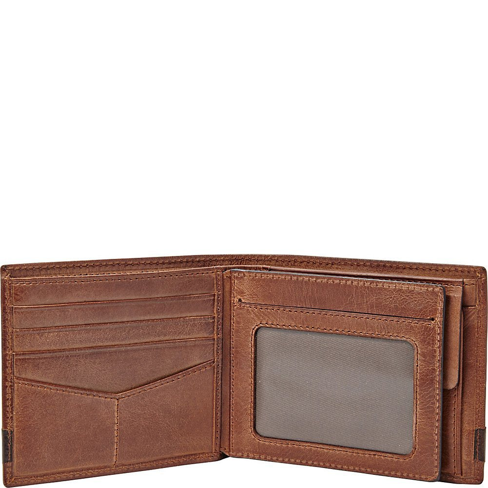 Fossil portafolios plegable de piel para hombre con bolsillo para monedas para hombre