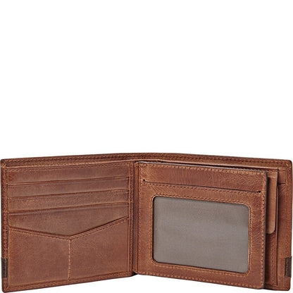 Fossil portafolios plegable de piel para hombre con bolsillo para monedas para hombre