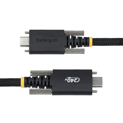 StarTech.com Cable de Carga USB-C de 10 pies (3 m), Bloqueo de Tornillo Lateral, 240W (5A) PD EPR, Cubierta de Silicona con Nylon Trenzado, Cable Cargador para Portátil, Certificado USB-IF