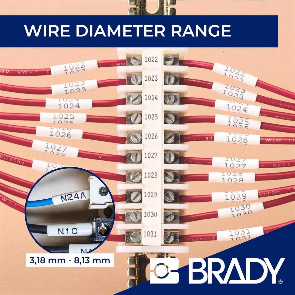Brady PermaSleeve mangas termorretráctiles para marcar cables de poliolefina (M21-187-C-342) - Mangas negras sobre blancas - Compatible con impresoras BMP21-PLUS, IDPAL y LABPAL - 7 pies de largo, 0.645 pulgadas de ancho