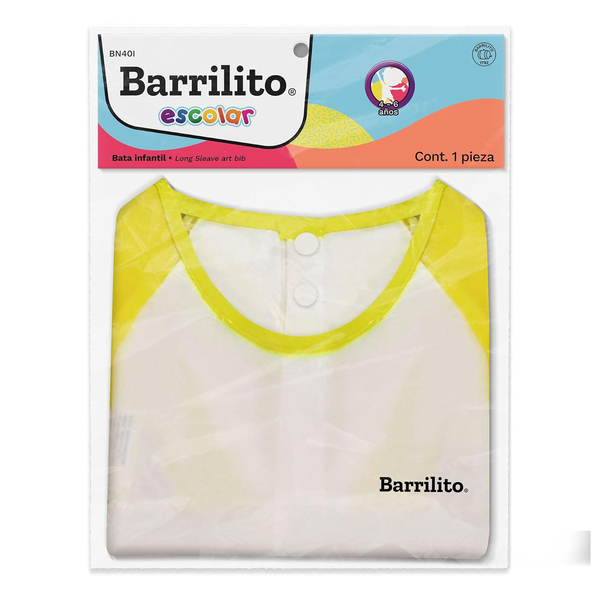 Barrilito BN40I Bata Infantil con Orillas Reforzadas para Uso Escolar