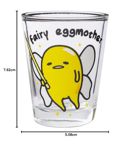 Silver Buffalo Sanrio Hello Kitty and Friends Gudetama Lazy Egg Poses Paquete de 4 mini vasos de 1.5 onzas