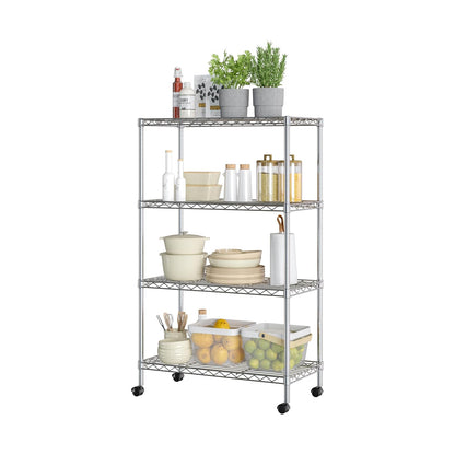 Seville Classics Solid Steel Wire Shelving Storage Unit Adjustable Shelves Organizer Rack, for Home, Kitchen, Office, Garage, Bedroom, Closet, Steel, 4-Tier, 30" W x 14" D - 4-Tier, 30" W x 14" D - Steel