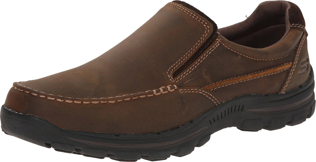 Skechers Tenis para Hombre con Espuma Viscoelástica - 27.0 cm - Cuero Marrón Oscuro