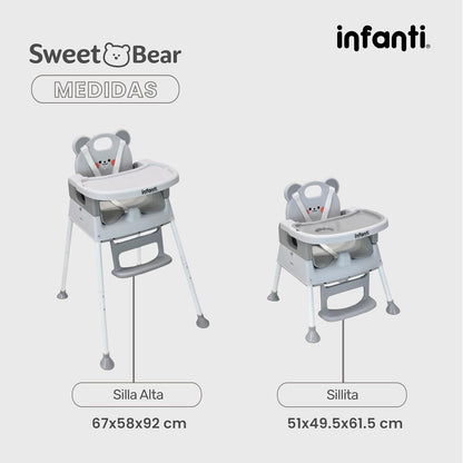 Infanti, Silla 4 En 1 Arnes De 5 Puntos Ligera Práctica Y Plegable Sweet Bear Gris