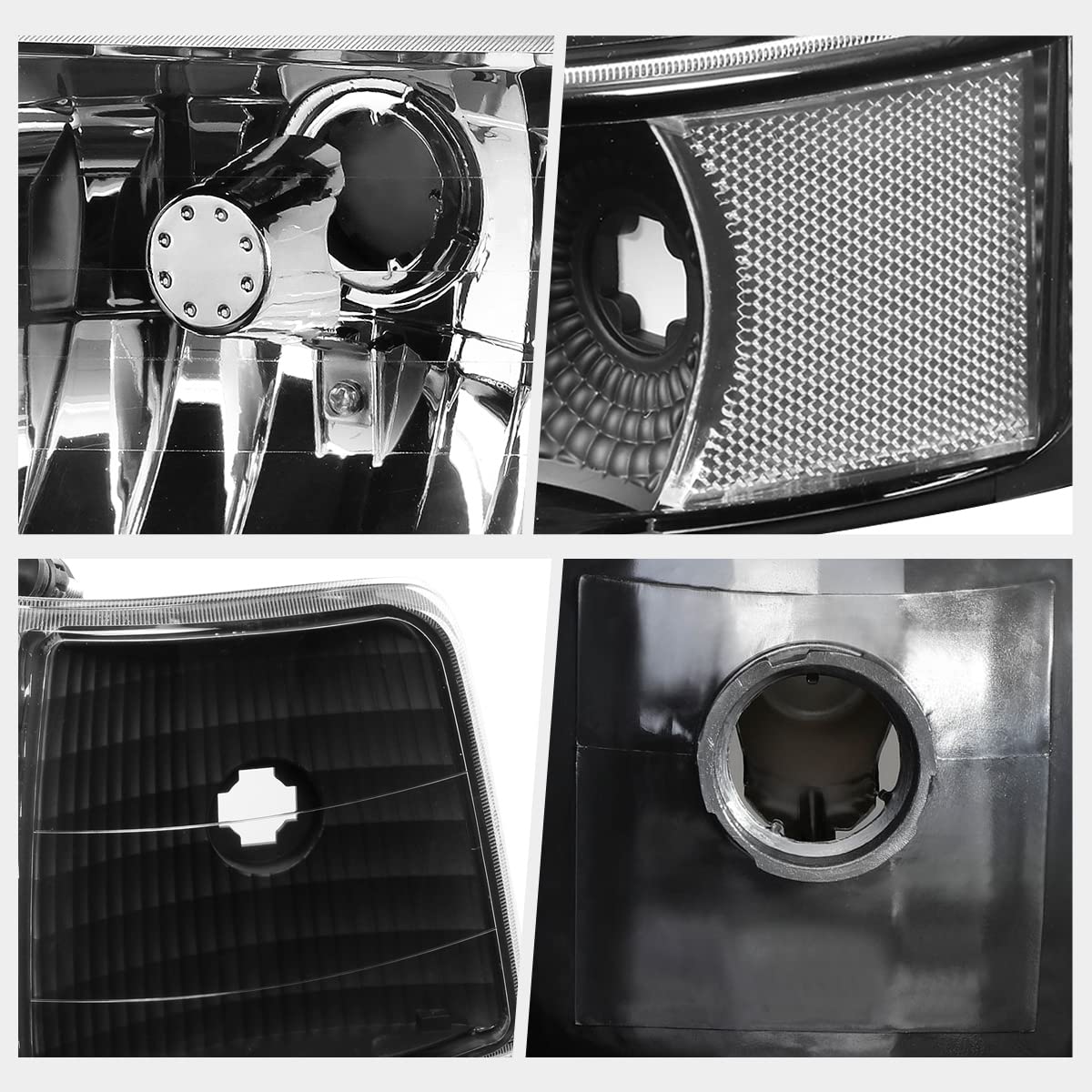 PM PERFORMOTOR - Juego de 6 Faros Delanteros Negros Transparentes compatibles con 92-96 F150 / F250 / F350 / 92-96 Bronco, PMHL-F150-9296-6P-OH-BC