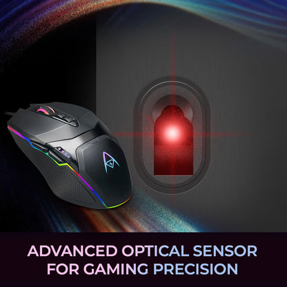 Adesso iMouse X5 RGB - Ratón óptico para Juegos (6400 dpi), diseño con iluminación RGB