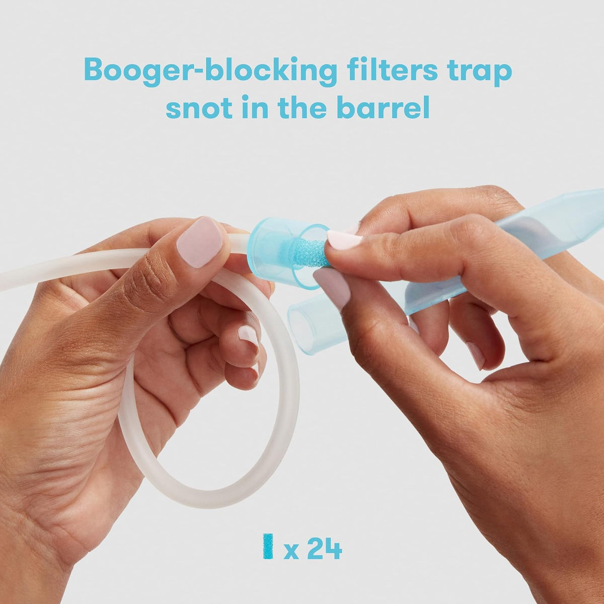 FridaBaby NoseFrida The SnotSucker Aspirador nasal, Talla 20 Additional Hygiene Filters, Blanco, Incluye 20 filtros de higiene adicionales