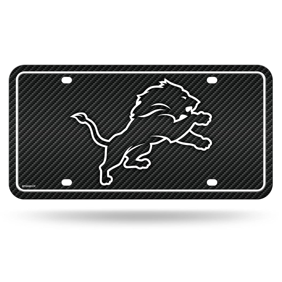 Rico Industries Placa Metálica NFL Fibra de Carbono para Auto - Detroit Lions