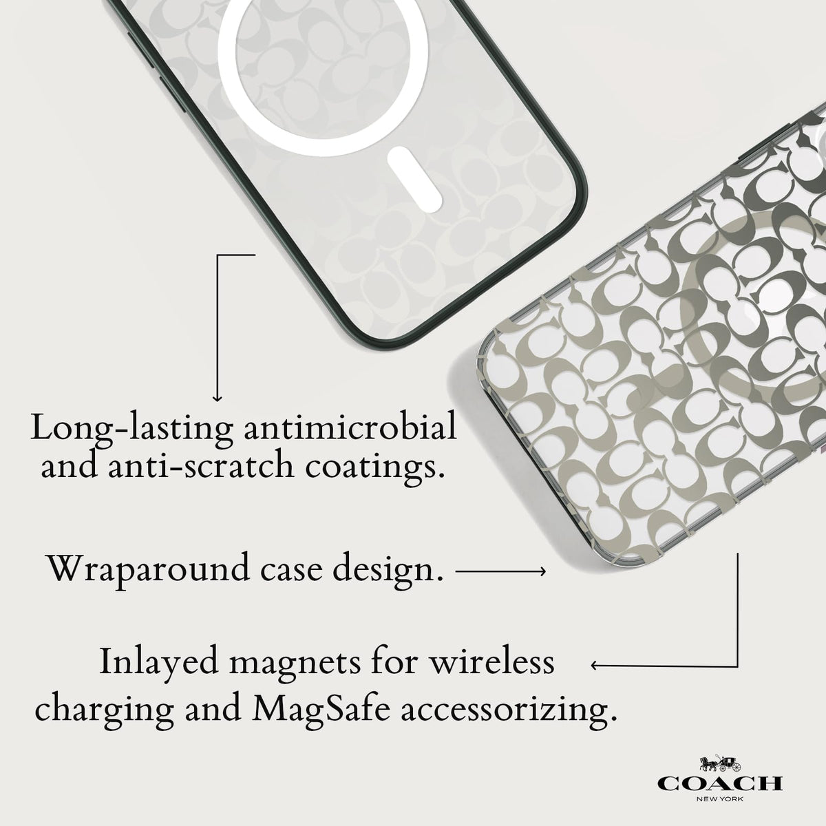 Coach - Funda para iPhone 15 Pro MAX, Compatible con MagSafe - Signature Ombre Deep Forest