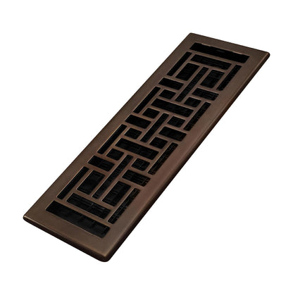 Decor Grates AJH414-RB - Registro de piso oriental, 4 x 14 pulgadas, acabado de bronce frotado - 4x14 Inches - bronce (Rubbed Bronze Finish)