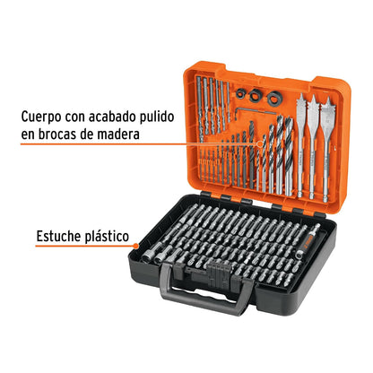 Truper JBPUN-100, Juego de brocas y puntas en estuche plástico 100 piezas
