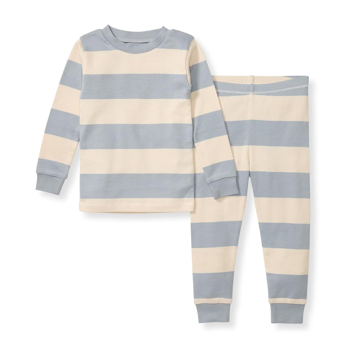 Burt's Bees Pijama de 2 Piezas para bebé, algodón orgánico - 18 Meses - azul, (Blue Rugby Stripe) - 2