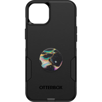 OtterBox Commuter Series + PopSockets PopGrip Funda para iPhone 15 Plus y 14 Plus - Negro - - Aceite eléctrico Slick