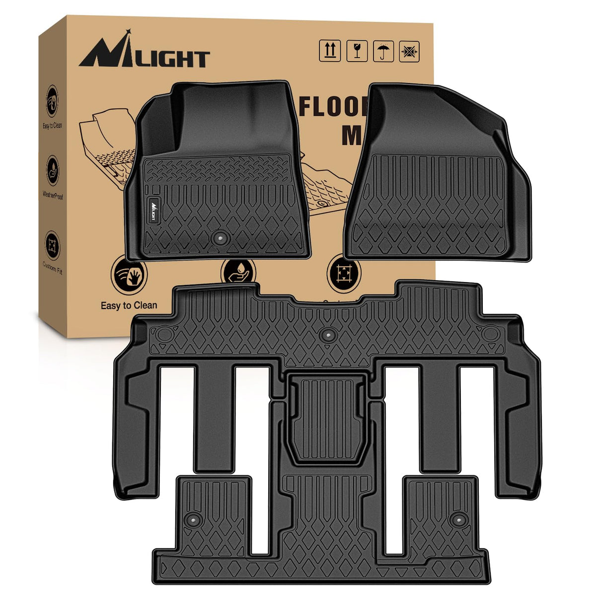 Nilight Tapetes para Chevy Traverse 2009-2017/2008-2017 Buick Enclave / 2007-2010 Saturn Outlook / 2007-2016 GMC Acadia para Todo Tipo de Clima, Ajuste Personalizado para Todo Tipo de Clima