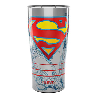 Tervis Traveler DC Comics Superman Lineage - Vaso de viaje con aislamiento de triple pared, mantiene las bebidas frías y calientes, 20 onzas, acero inoxidable