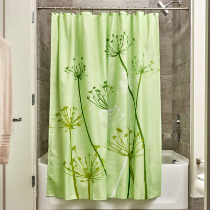 InterDesign Thistle Cortina de baño | Cortinas para baño Grandes de 183,0 cm x 183,0 cm | Cortina de Ducha de Tela Suave Lavable | con Estampado de Flores | Poliéster Verde - Verde - 182.9An x 182.9Al cm (1 Paneles)