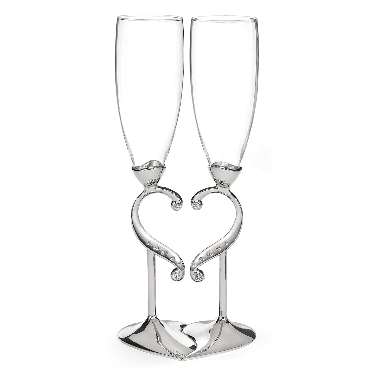 Hortense B. Hewitt Champagne Toasting Flutes Wedding Accessories, Linked Love, Set of 2