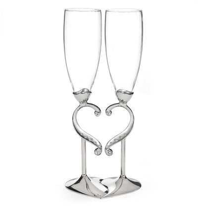 Hortense B. Hewitt Champagne Toasting Flutes Wedding Accessories, Linked Love, Set of 2