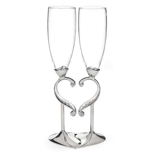 Hortense B. Hewitt Champagne Toasting Flutes Wedding Accessories, Linked Love, Set of 2