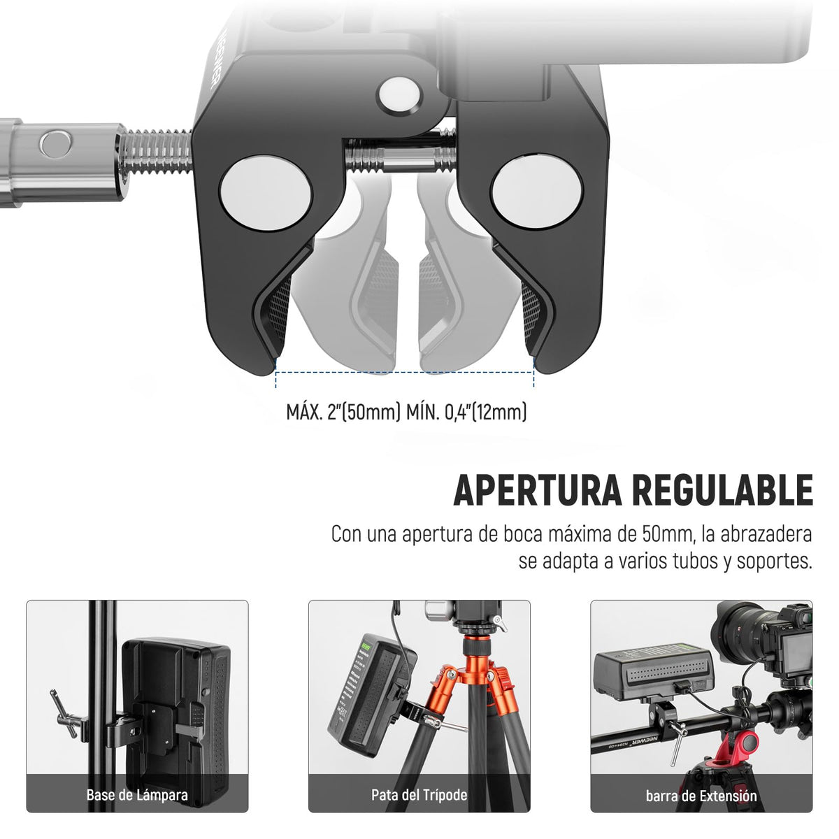 NEEWER Mini V Montaje Placa de Batería con Rosca de 1/4" y Botón de Liberación Rápida, Compatible con FXLION Sony V Montaje de Baterías y Abrazaderas de Varilla de 15mm, PS006