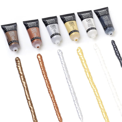 Liquitex Set Metal and Iridescent con 6 Pinturas Acrílicas Basics 22 ml
