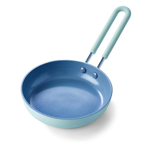 GreenPan Mini sartén antiadherente de cerámica saludable, redonda de 5 pulgadas, sin PFAS, apto para lavaplatos, mango que se mantiene fresco, verde menta