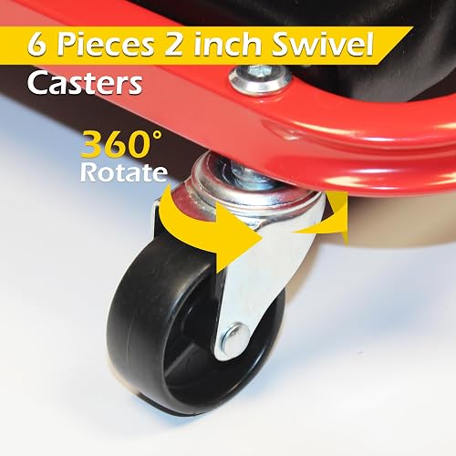 MaxWorks 50873 - Enredadera mecánica 2 en 1, Asiento Z-Creeper de 36 Pulgadas, Capacidad de 300 Libras, Enredadera de Perfil bajo con 6 Ruedas para cochera, Tienda, reparación de automóviles
