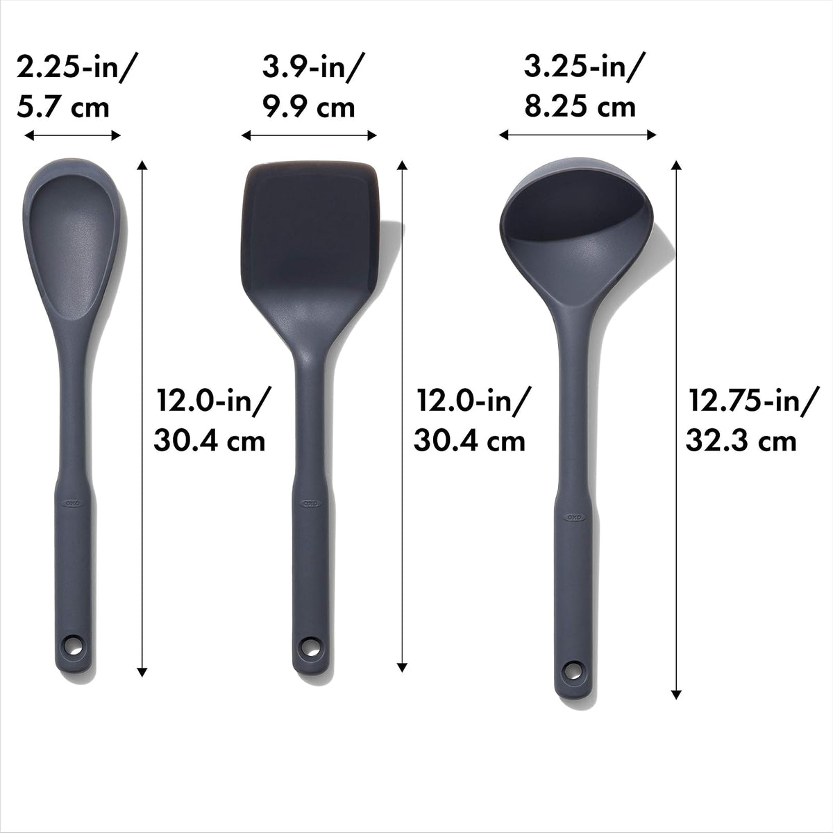 OXO Good Grips - Juego de utensilios de silicona (3 piezas), Juego de 3 piezas, Gris, Una talla, 1