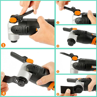 Protoiya - 87 cuchillas oscilantes para herramientas de madera, metal, plástico, de liberación rápida, multiherramienta oscilante, accesorios con papel de lija compatible con Dewalt, Milwaukee,