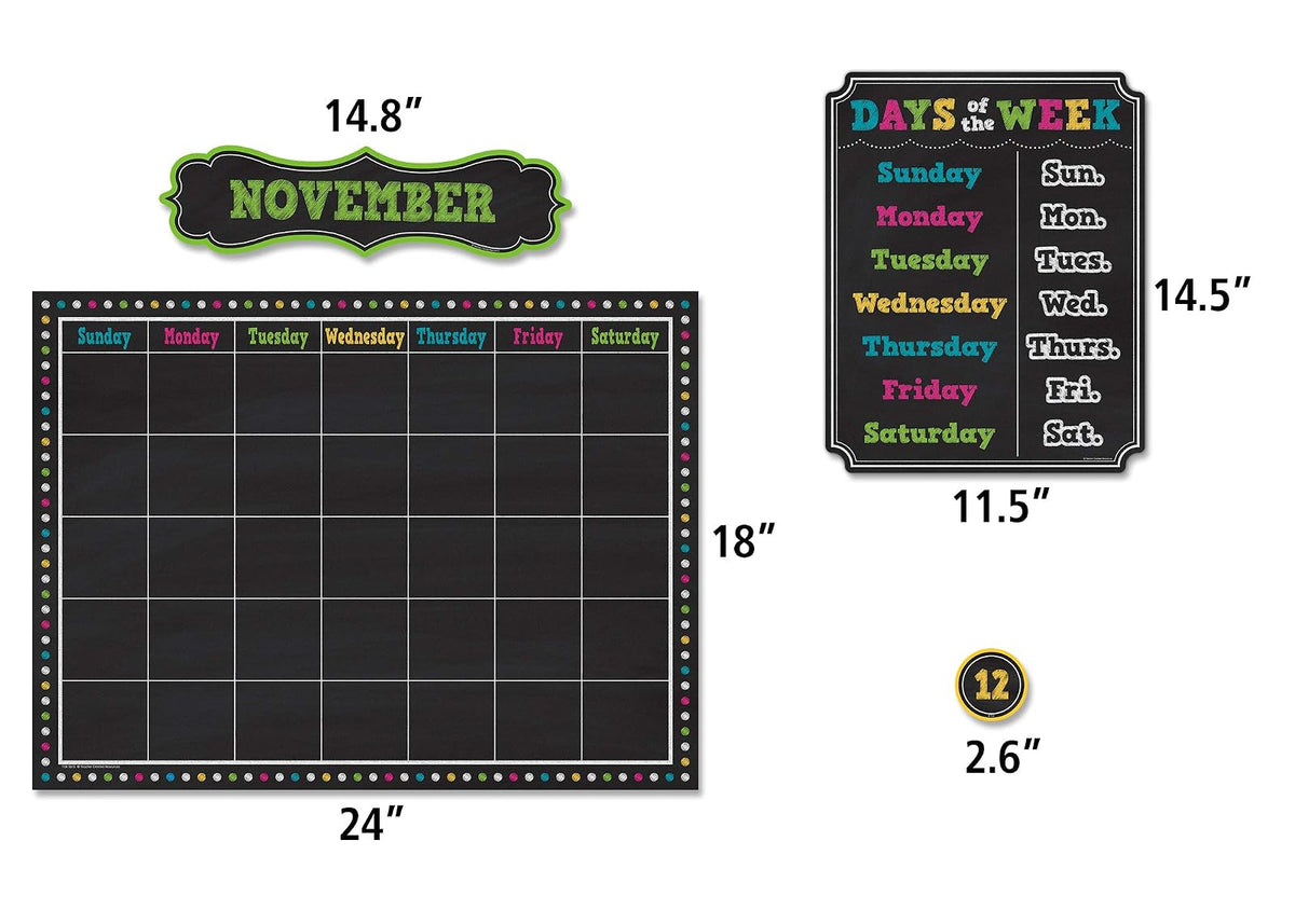 Teacher Created Resources TCR5615 pizarrón con calendario brillante, juego de tablón de anuncios, papel, multi