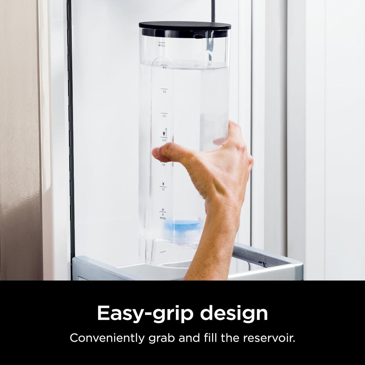 Ninja Thirsti Depósito de Agua WCX01WRC | Negro, 48 oz, depósito extraíble, para refrigerador, tapa a prueba de fugas
